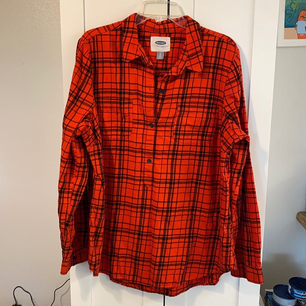 Womens Old Navy Popover Flannel Shirt XL Tall